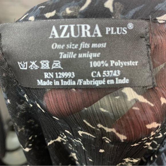 AZURA Black Gray White Sheer Swim Cover Up Shift Dress Novelty Print One Size - Picture 10 of 11